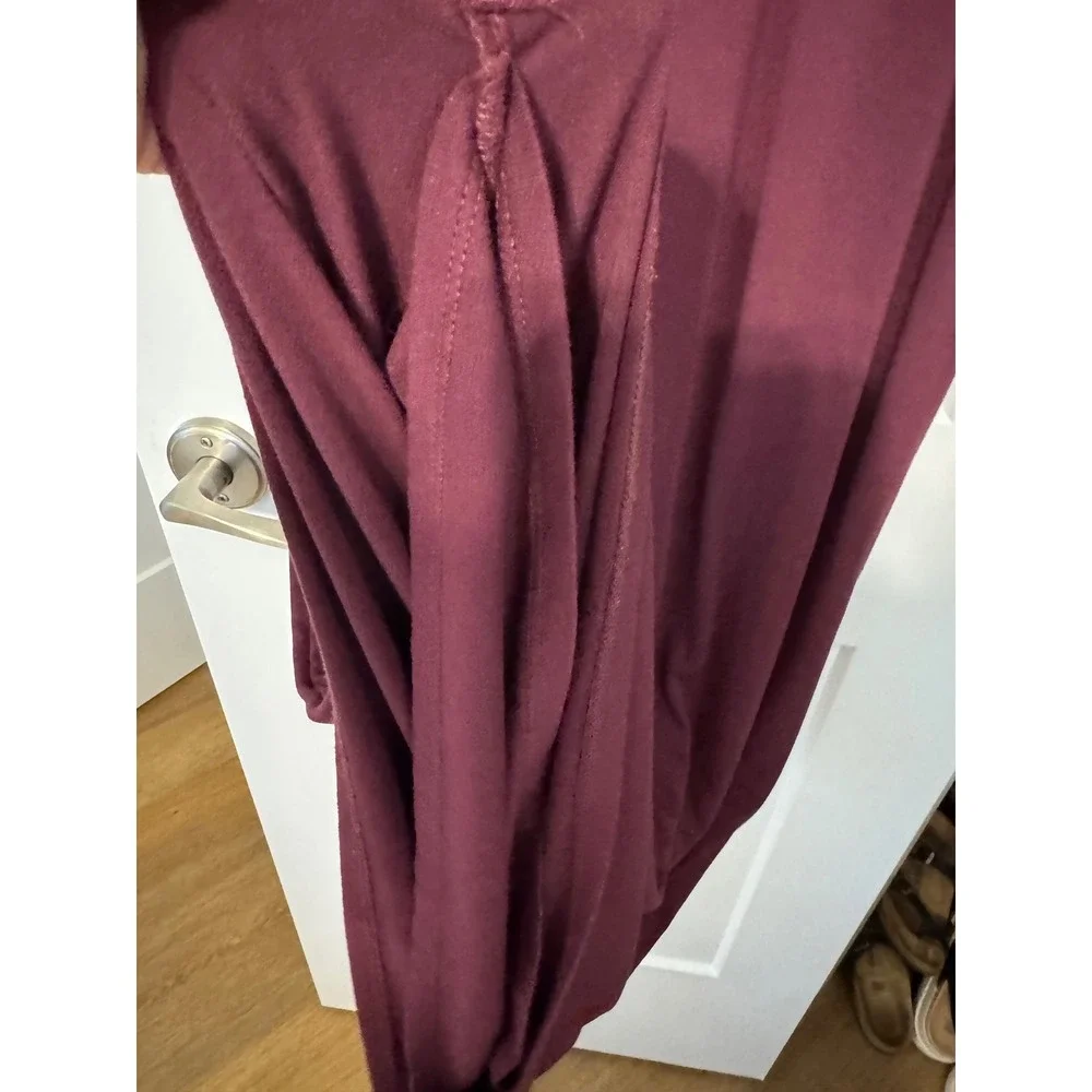 AFRM Burgundy Long Sleeve Crew Neck Jersey Knit Maxi Dress L Minimalist Grunge - Picture 5 of 8